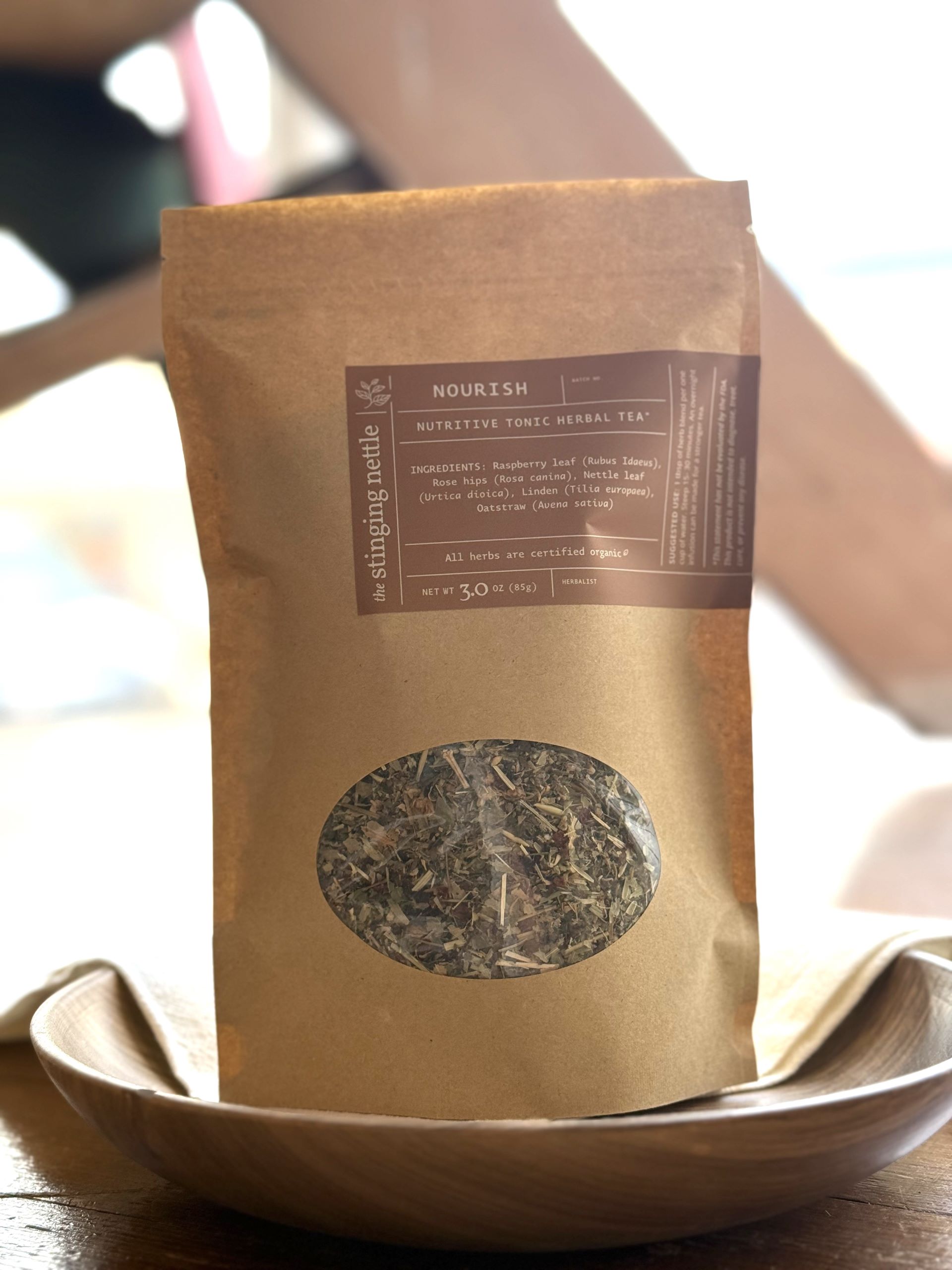 nourish tea blend in a bag
