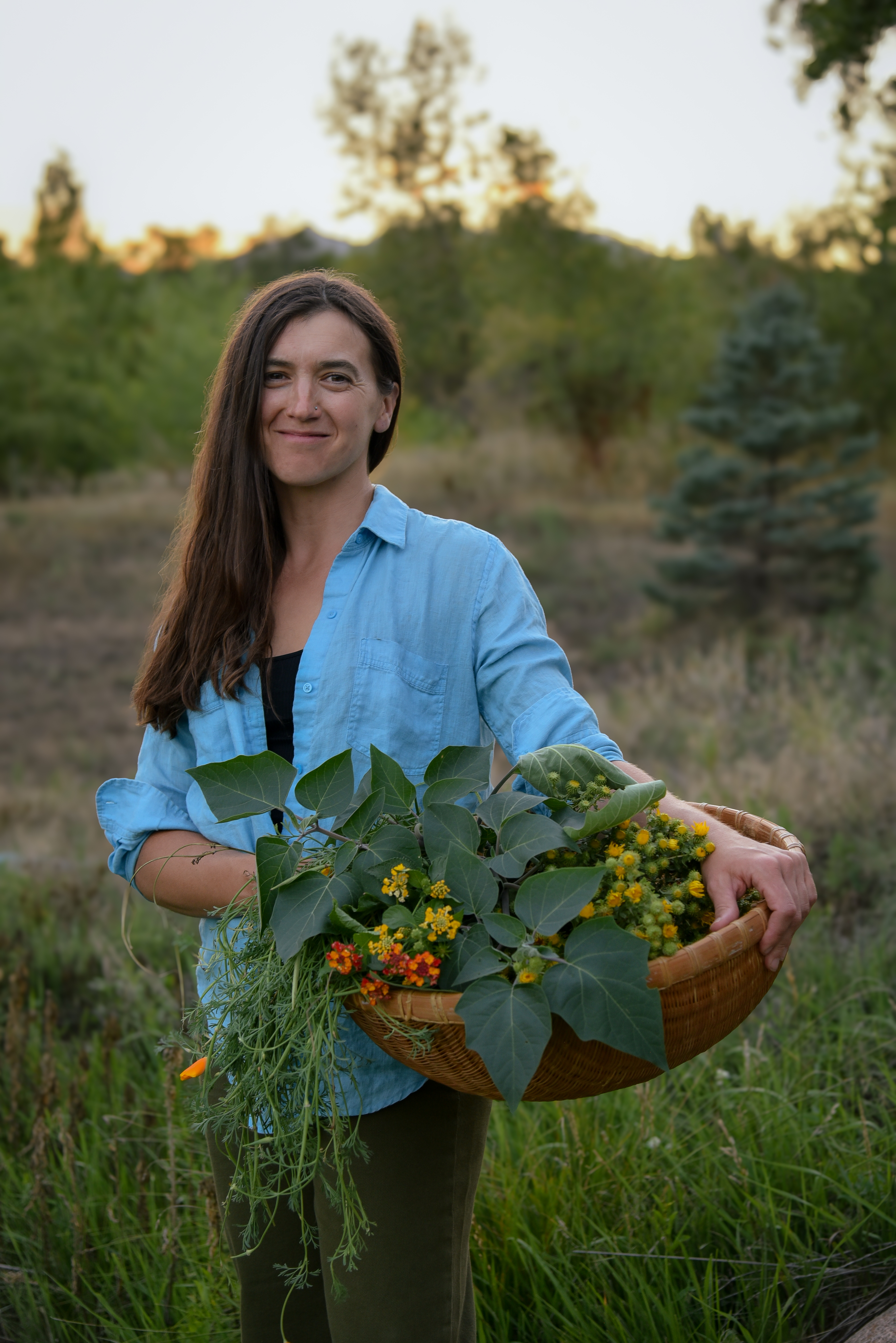 Kat with fresh herb basket